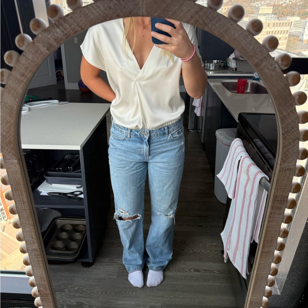 Cream silky Zara top